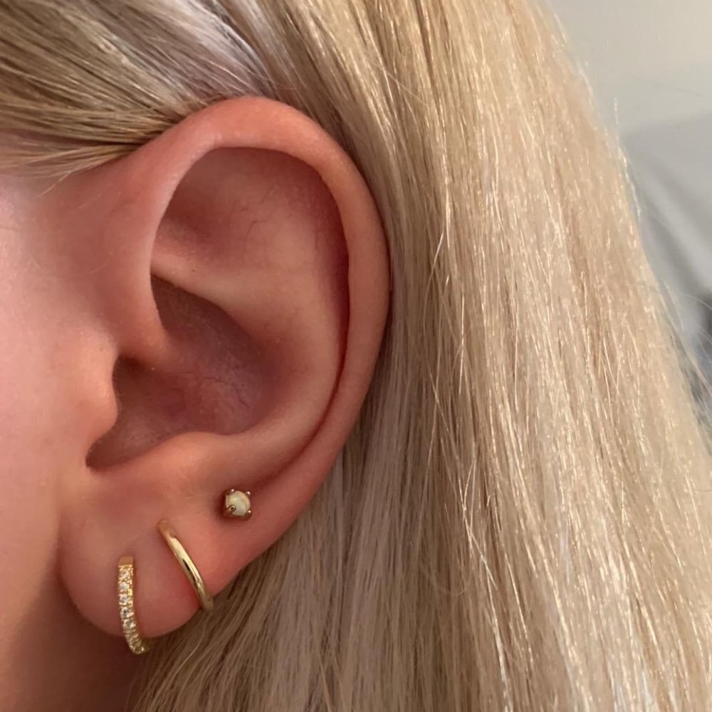 14K Gold Cuff Earrings Huggie Diamond CZ Elegant Special Occasion